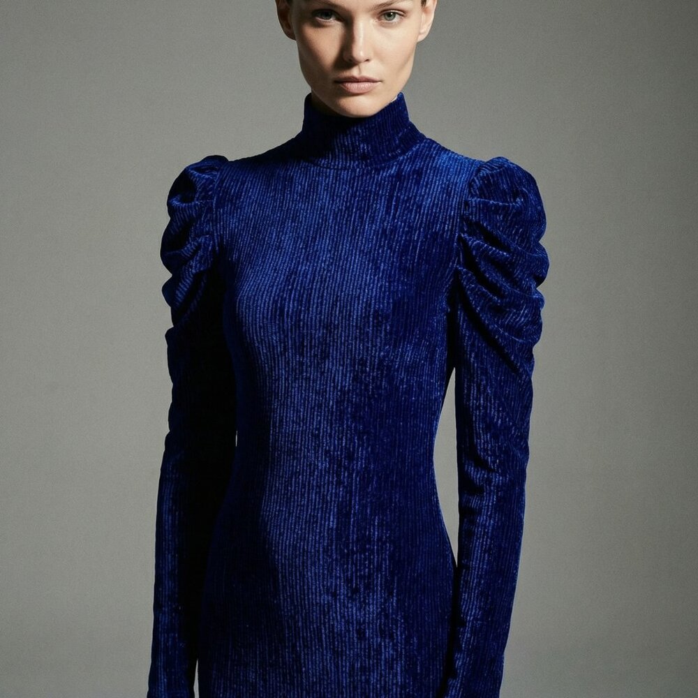 $295 PatBO textures velvet turtleneck XL purple